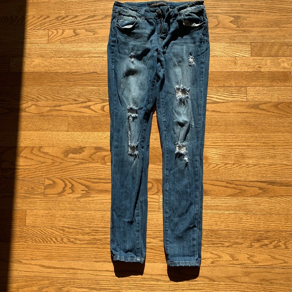 Fashion nova high rise distressed jeans